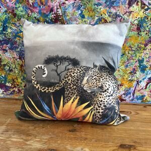 Wild Cheetah Scatter Cushion-Serengeti Floral Cover-Rare South African Textiles